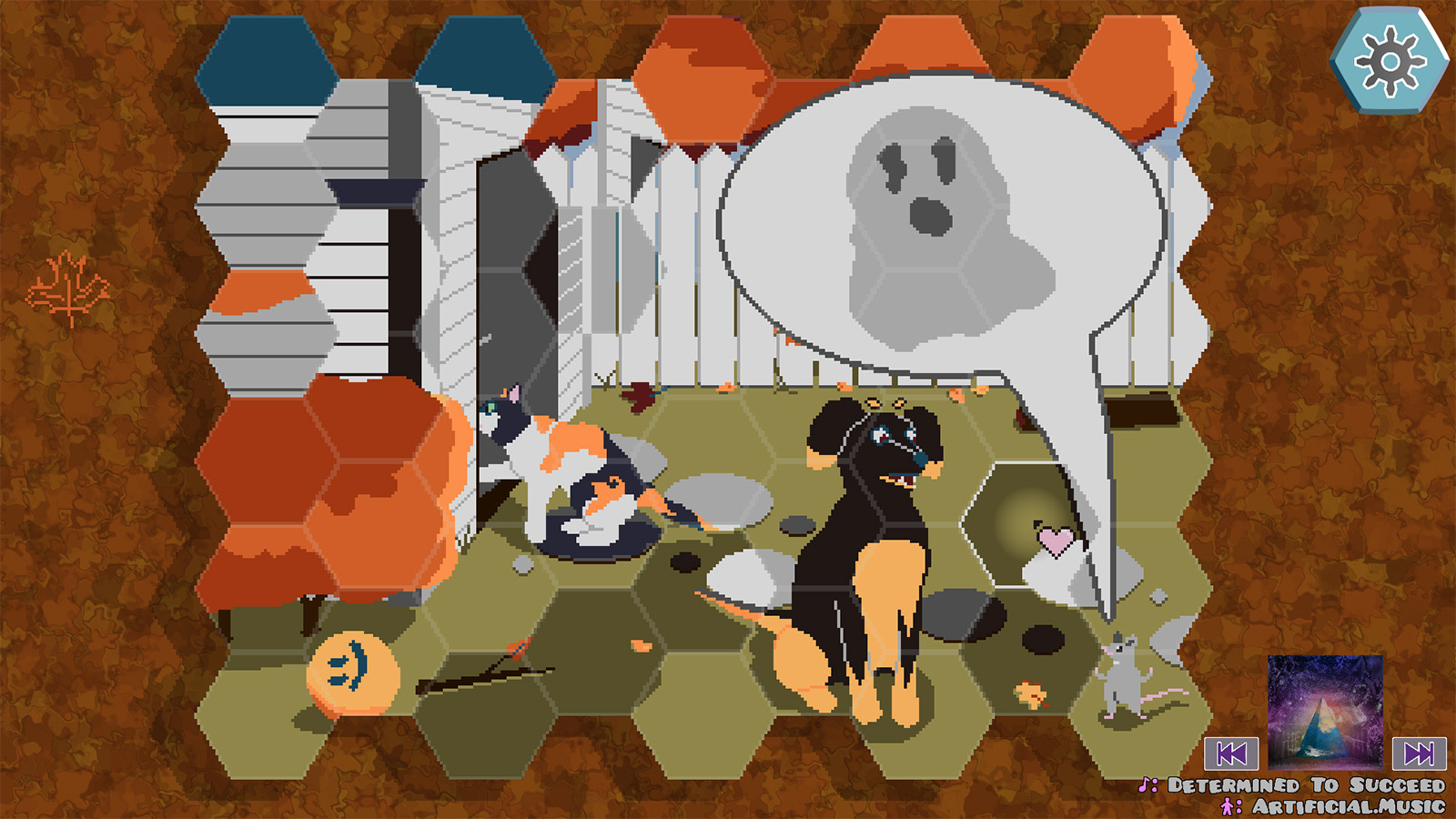 A screenshot of 6-Sided Stories, showing one of the animal-themed Autumn puzzles in the game.