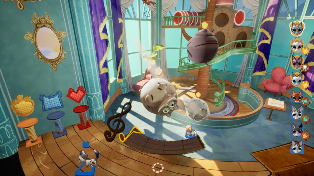 A screenshot of Jumping Jazz Cats showing one of the mini-games you can play.