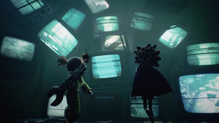 A screenshot from the new Little Nightmares III trailer showing the Supervisor's security room.