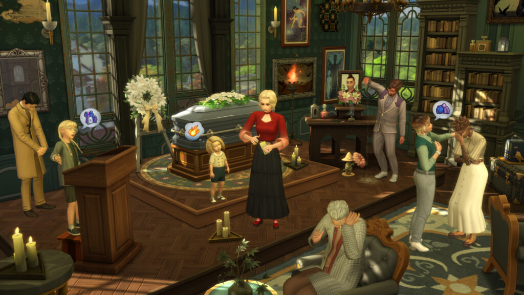 A screenshot of The Sims 4 Life And Death, showing some of the new objects available.