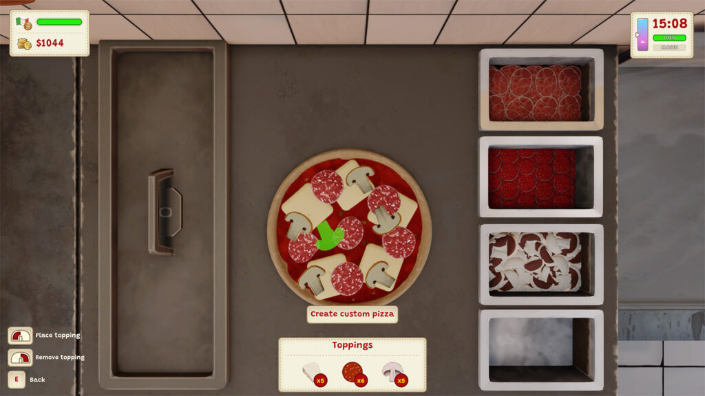 A screenshot from Pizza Slice showing the pizza making.