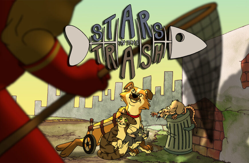 The official artwork for Stars in the Trash, showing Moka and her friends.