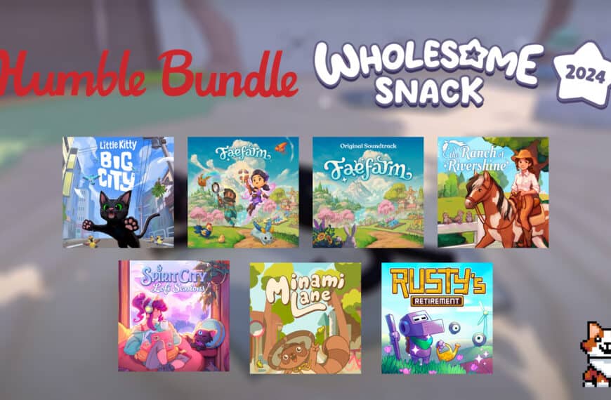 An image showing the seven items available with the Humble Bundle Wholesome Snack bundle.