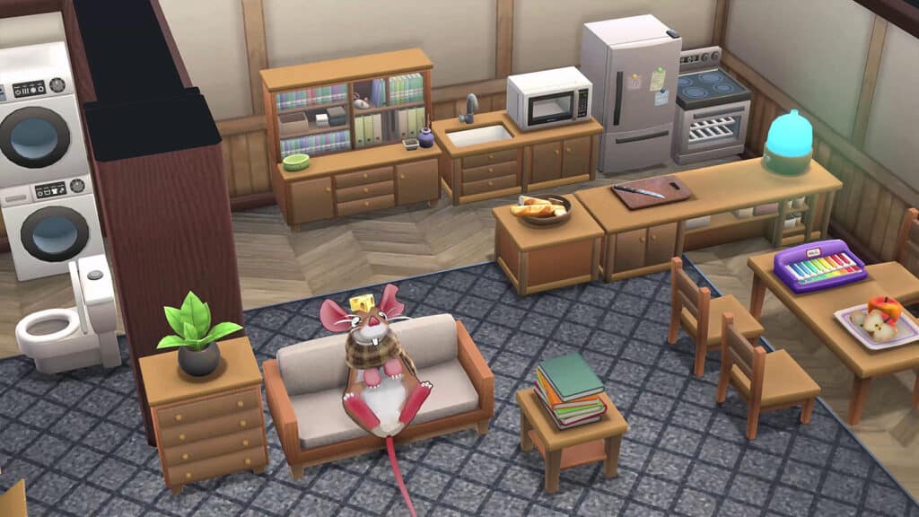 An official screenshot of Squeakross: Home Sweet Home, showing one of the unlockable furniture sets.