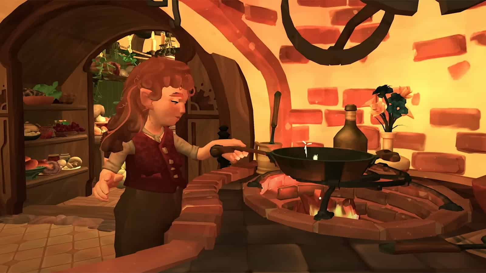 A screenshot from Tales of the Shire, showing the game's cooking mechanic.